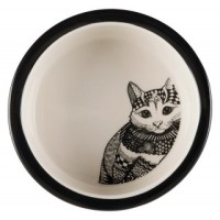 Миска для кота TRIXIE Zentangle (керамика)0,3л/12см,белый/черный